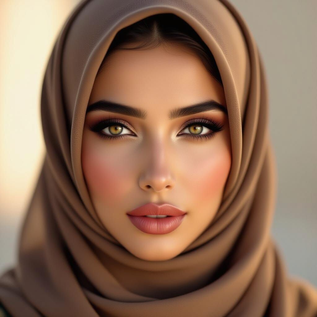 Hyperrealistic Portrait of a Woman in Hijab