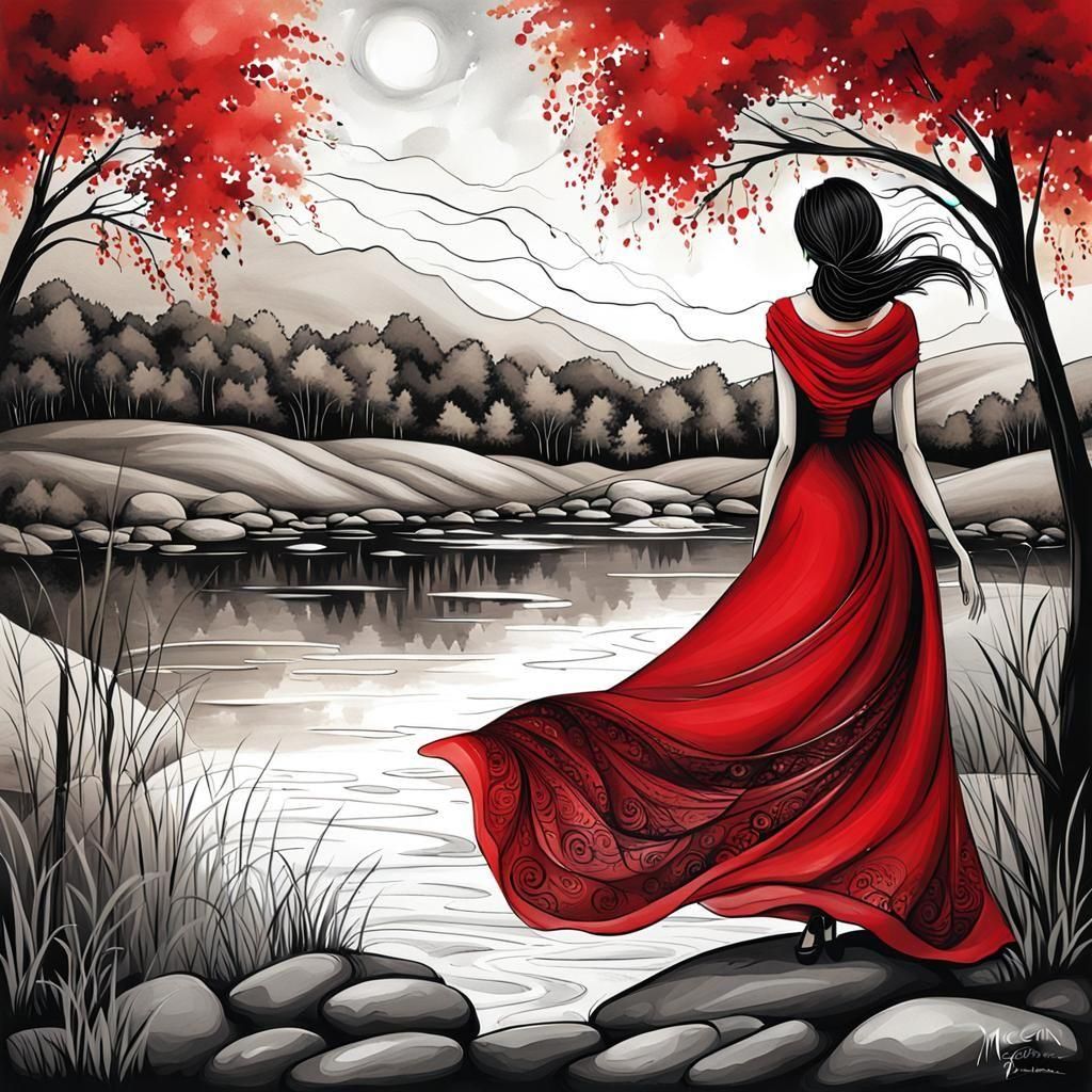 Alluring Lady in Red  by @bronfoth
