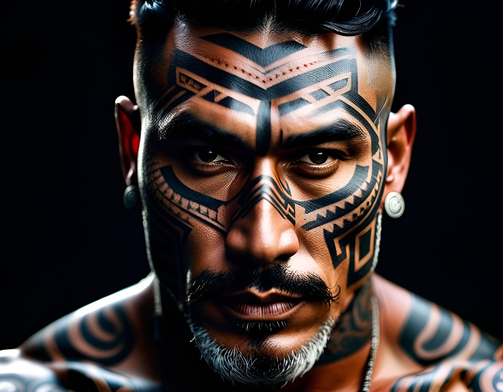 Māori man with tattoos  by @SONart