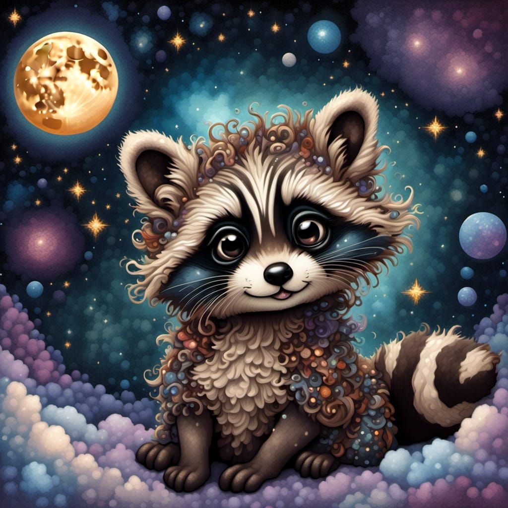 Raccoon Starry Night