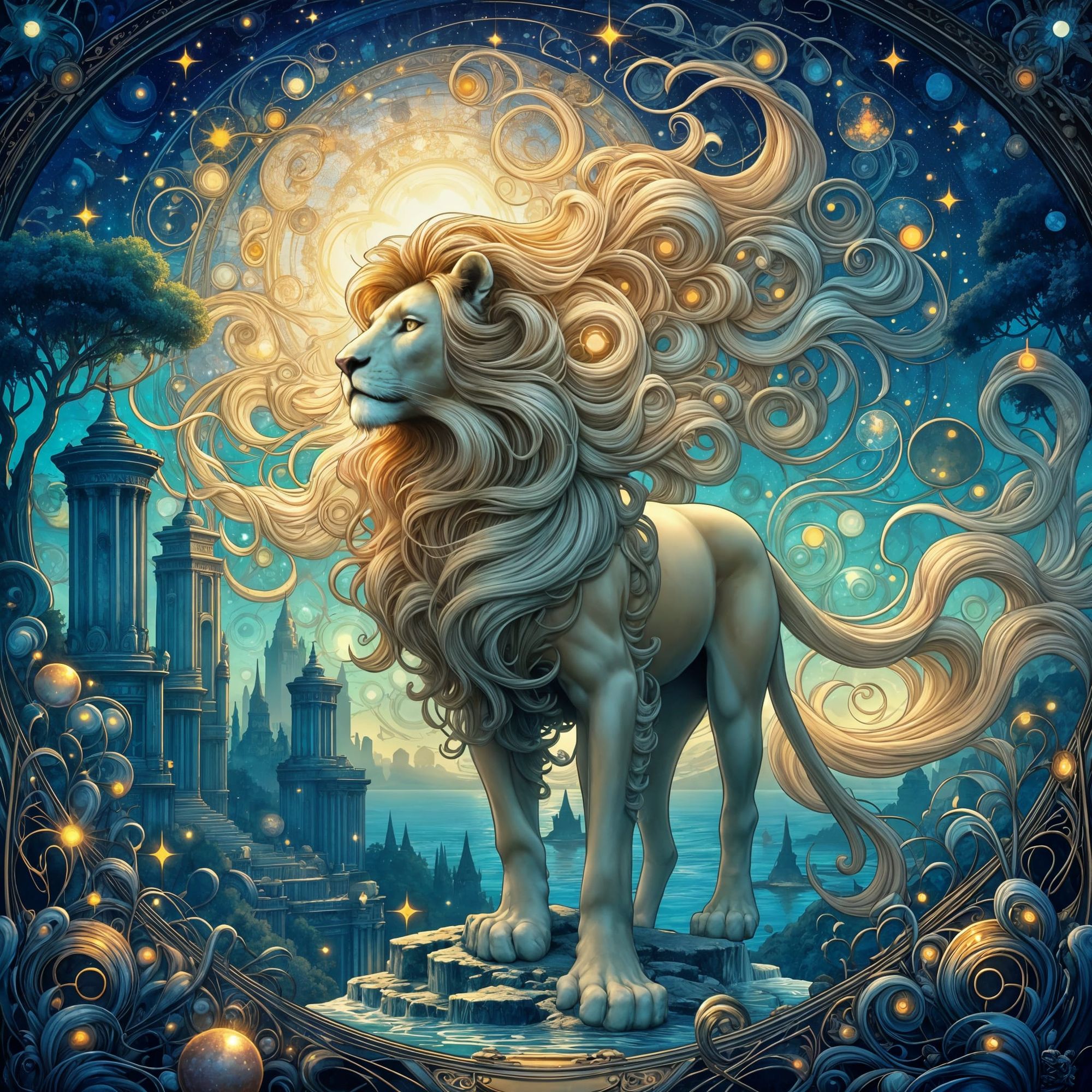 The Lion guards the enchanted city 