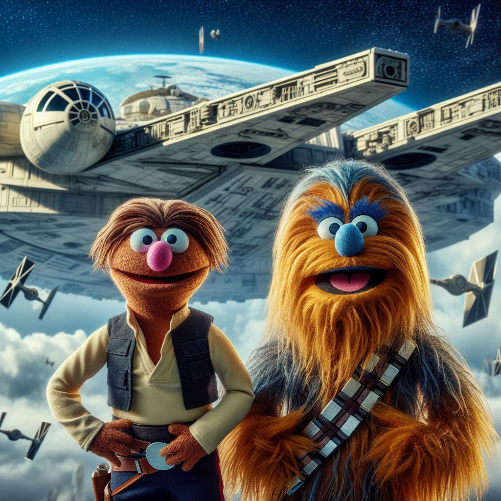 Han Solo and Chewbacca as Muppets