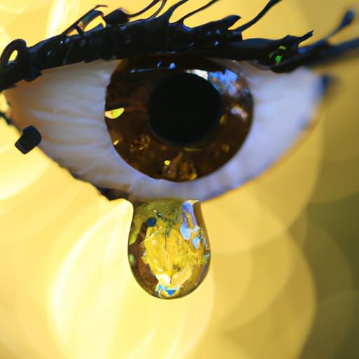 golden tears drop  eyeball