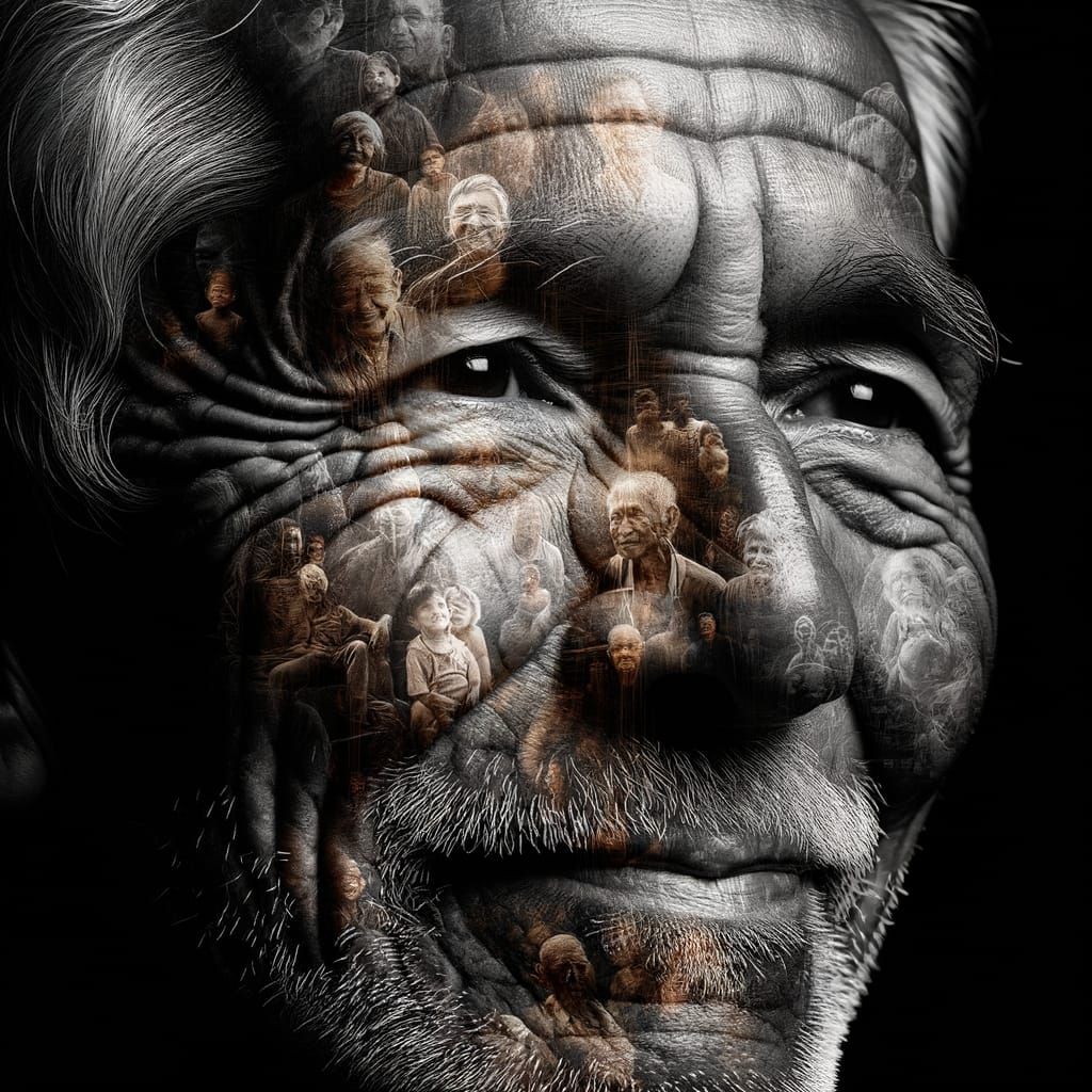 Weathered Memories: A Double Exposure Portrait