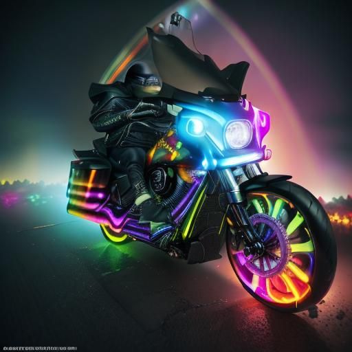 Dark <lora:Dark---Ghost Rider:1.0> cyberpunk (Rainbow colors:1.5)