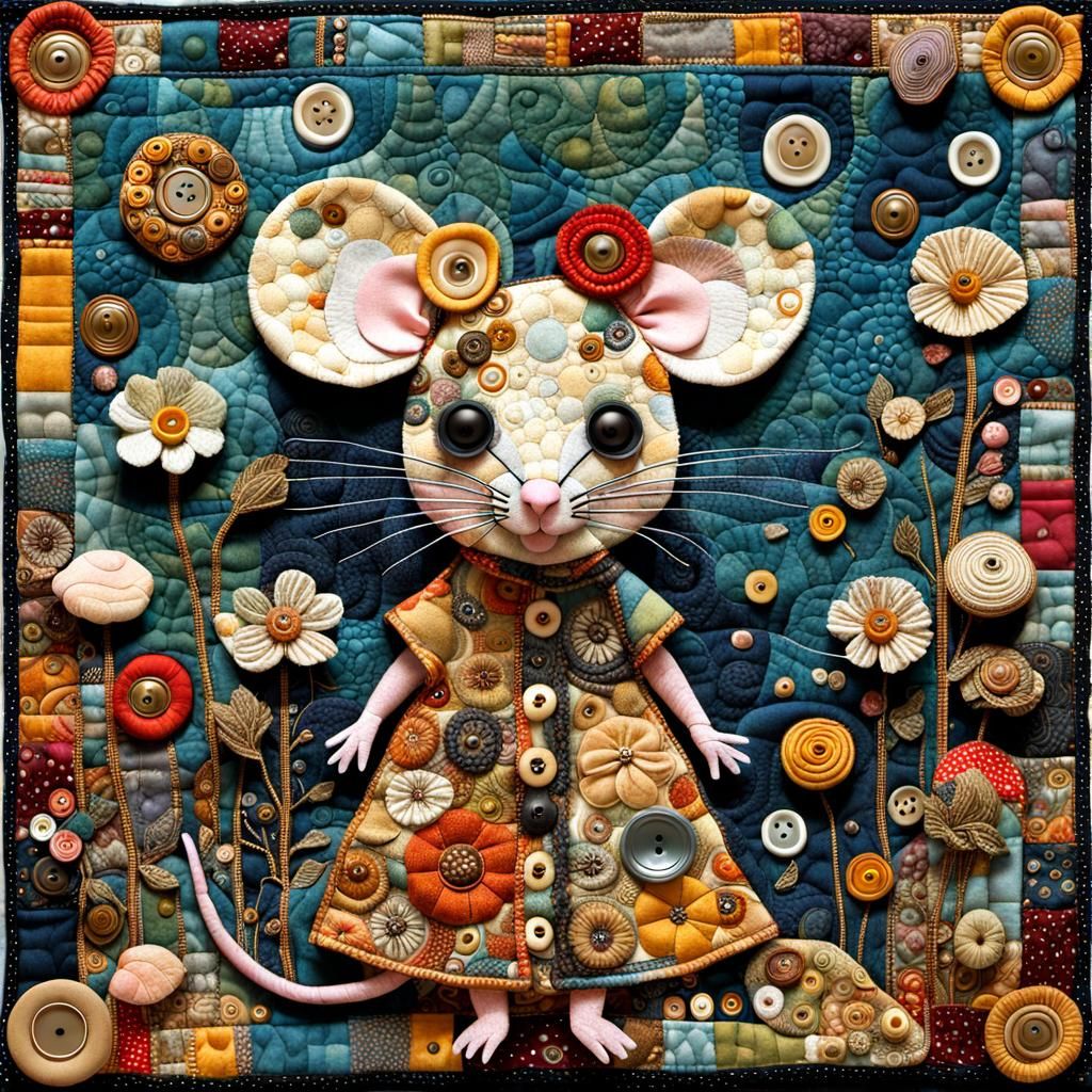 Mixed Media Moppet Mouse Quilt by Klimt  by @Call me Bubbe