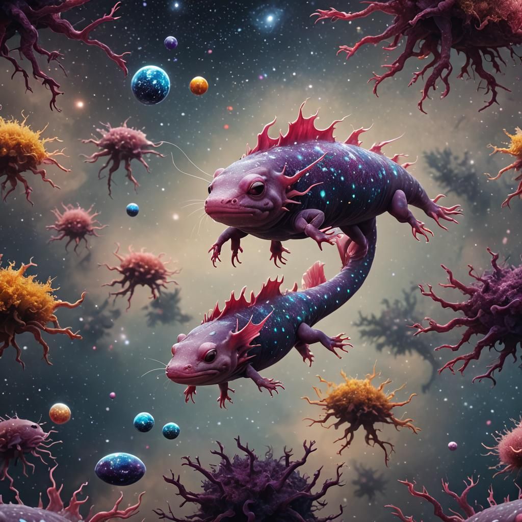 A  axolotl with galaxy pattern