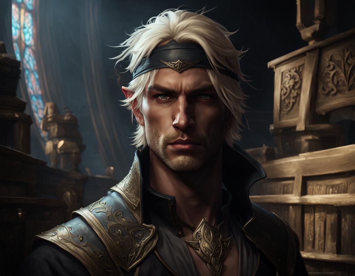 Half-Elf Thief Portrait in Hyperdetailed Digital Art