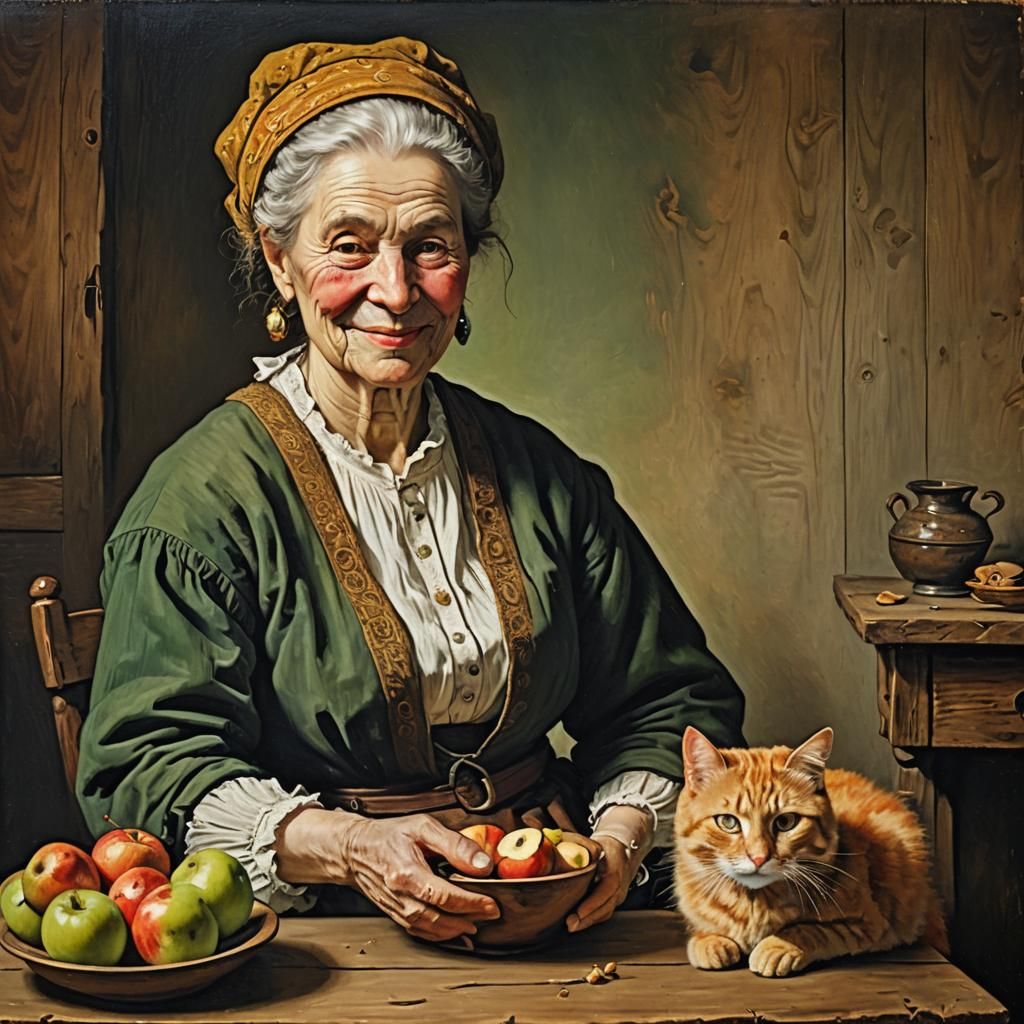 The ginger cat is the joy of her life.  by @Terra