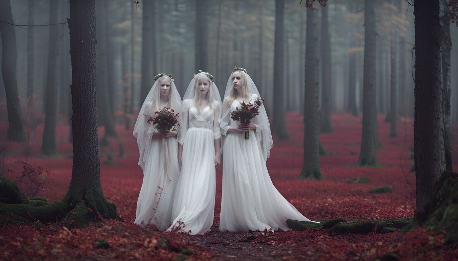 Pale brides in the red forest