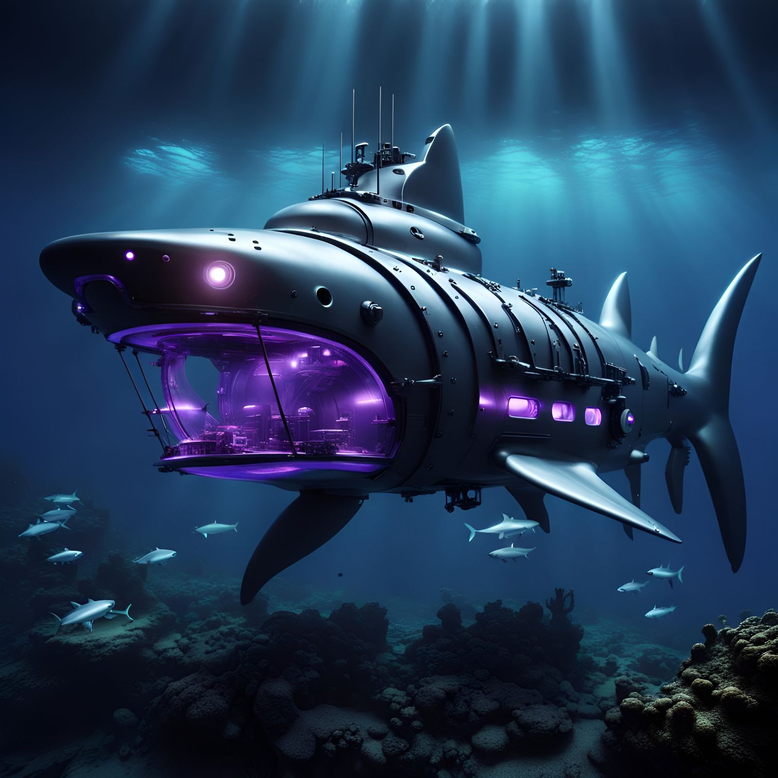 Submarine Shark  by @Rocketmanadam