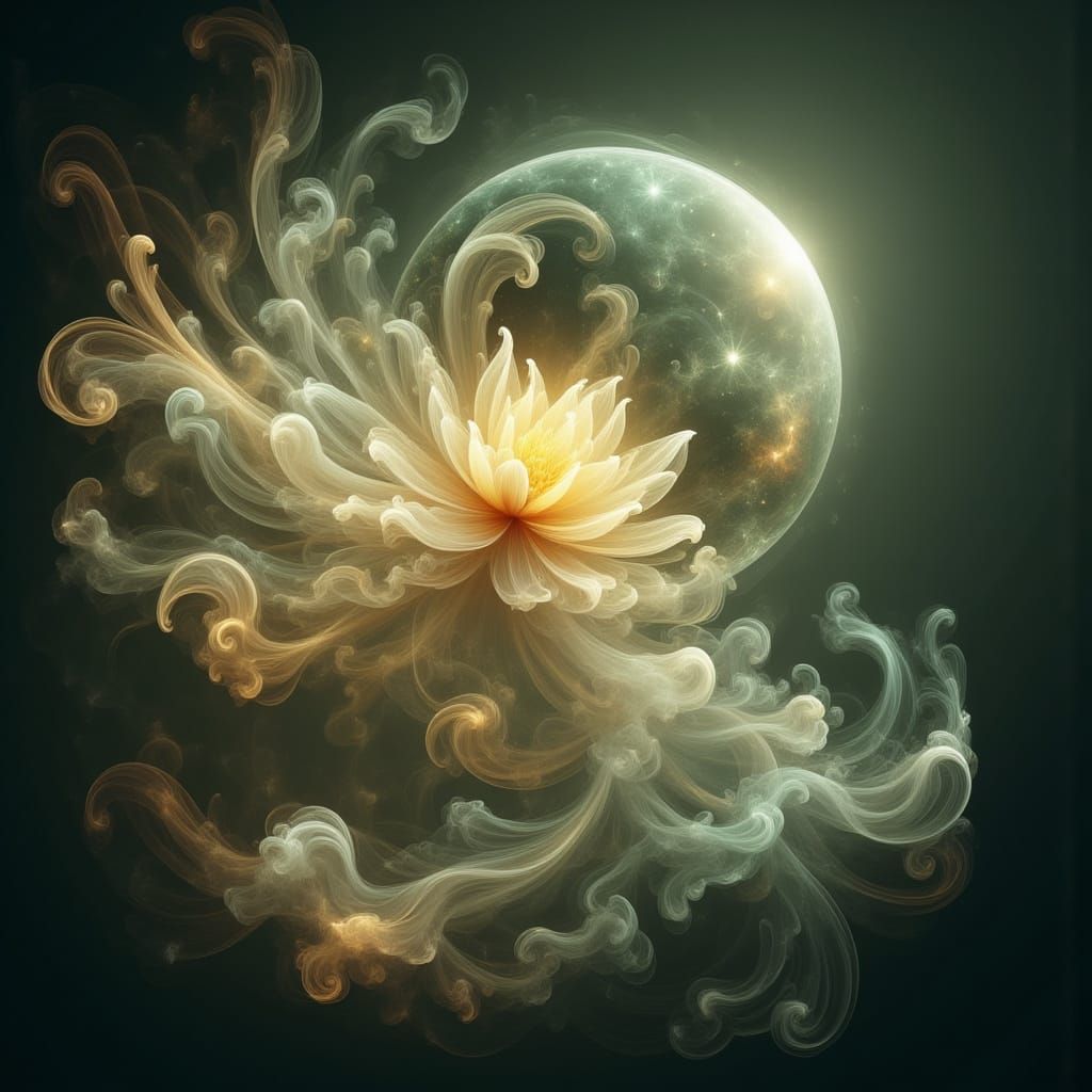 Celestial Sphere Drifting Through Cosmos in Ethereal Style