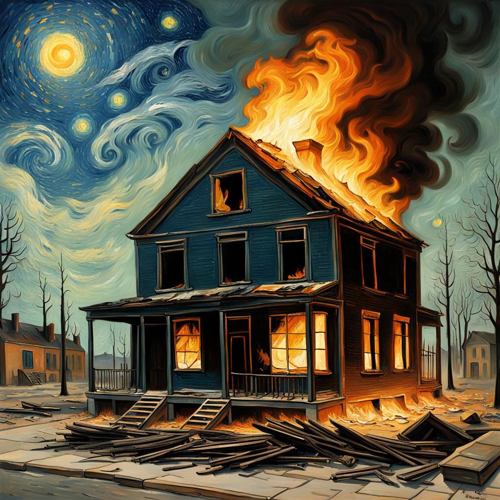School being burned down Steven Belledin Van Gogh