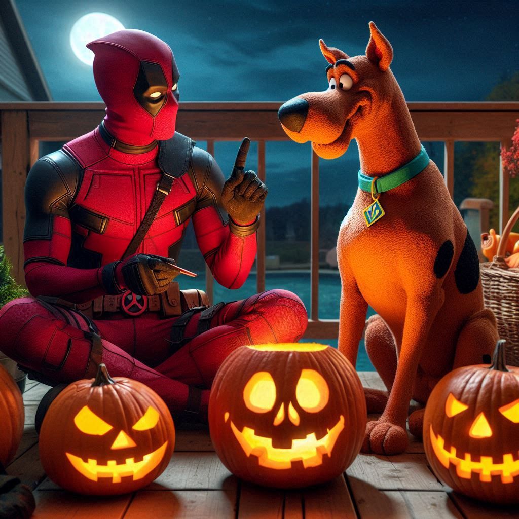 Deadpool Teaches Scooby how to Carve Jack-o-lanterns