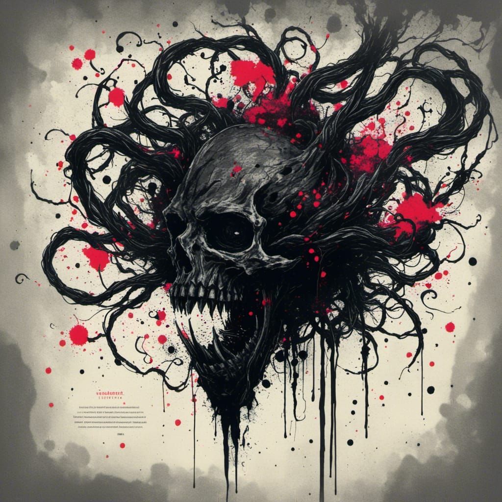 a dark, mysterious, and twisted illustration of ink, complementary text (Text: "Twisted Ink") <lora:Twisted Ink:1.0> 