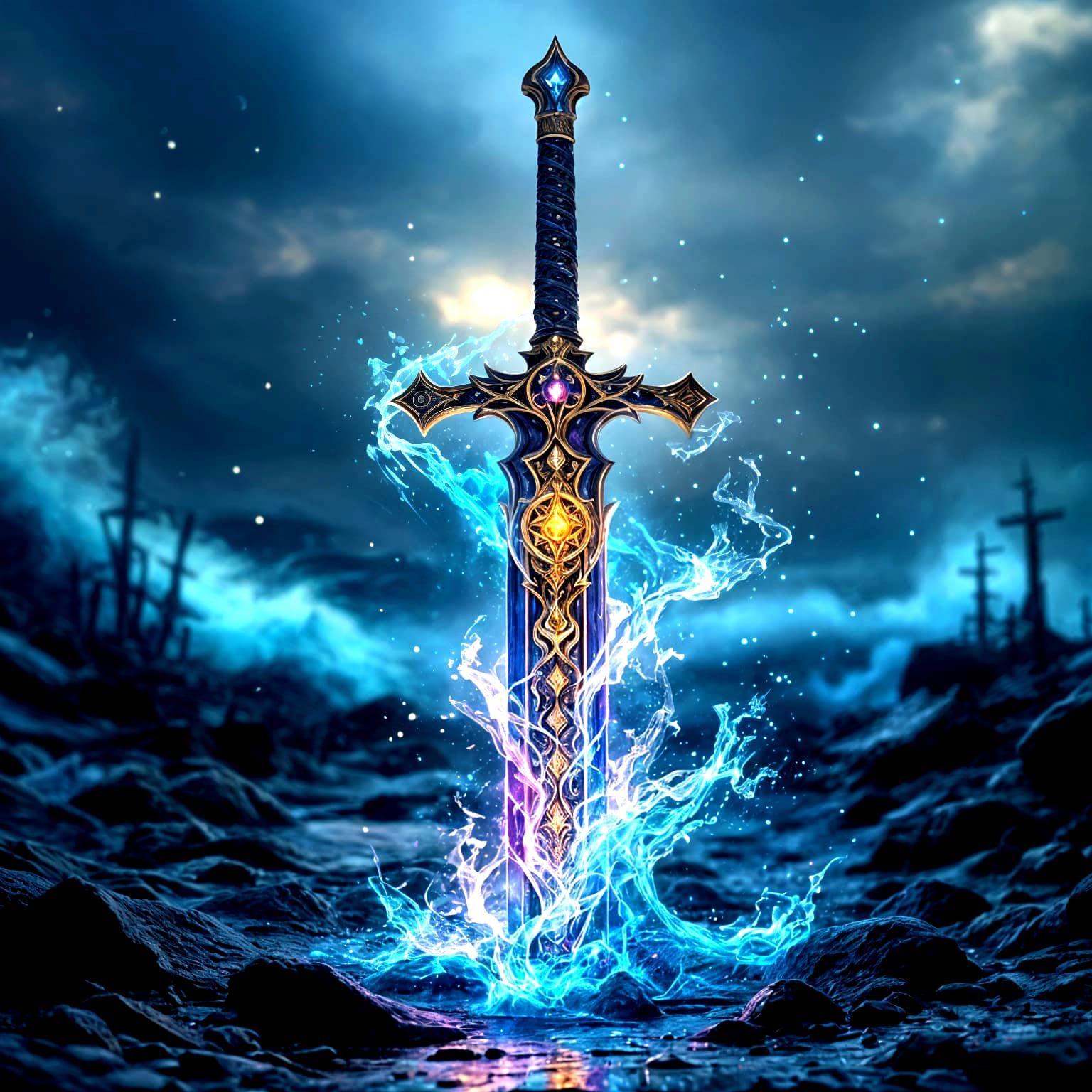 Legendary Elemental Sword waiting for its master  by @Noob Painter 