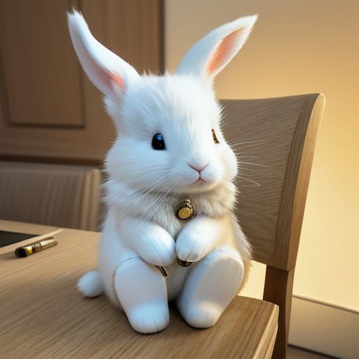 Rabbit Listening to Music in Golden Hour Lighting