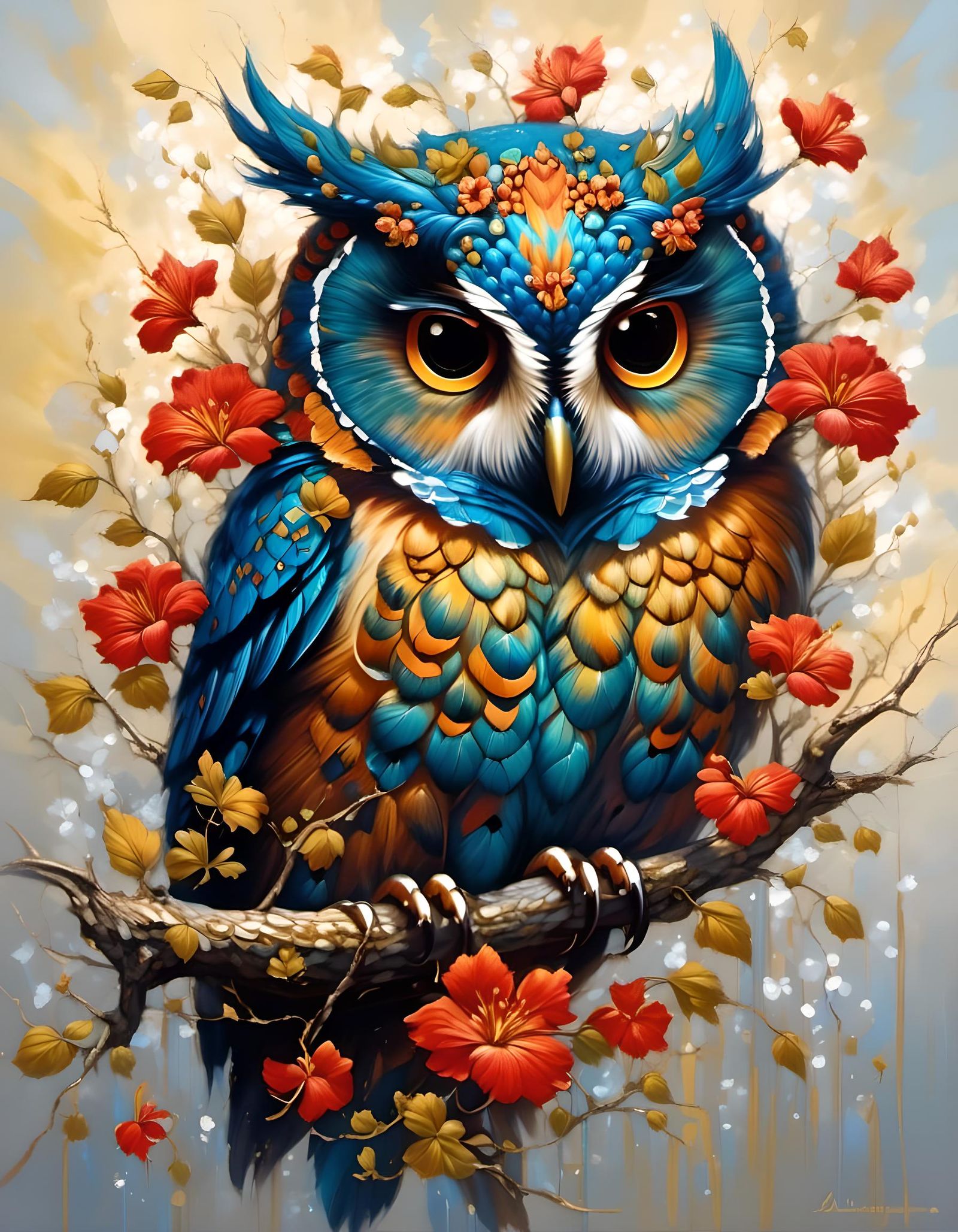 Raoul the Flower Owl - AI Generated Artwork - NightCafe Creator