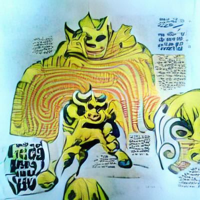 Yellow Devil, style of jack kirby new gods