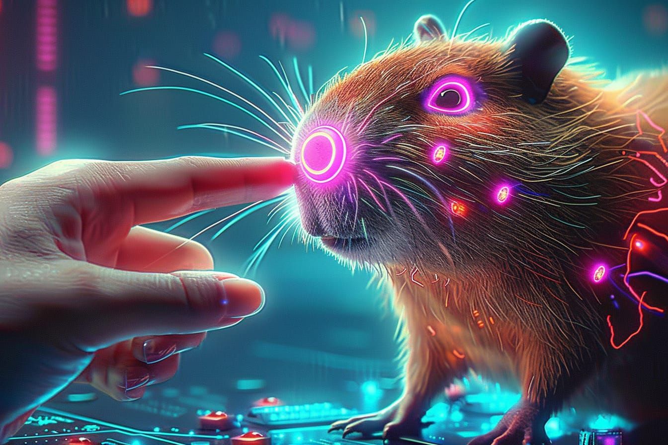 Pressing Cyber Cappy's Nose Button 