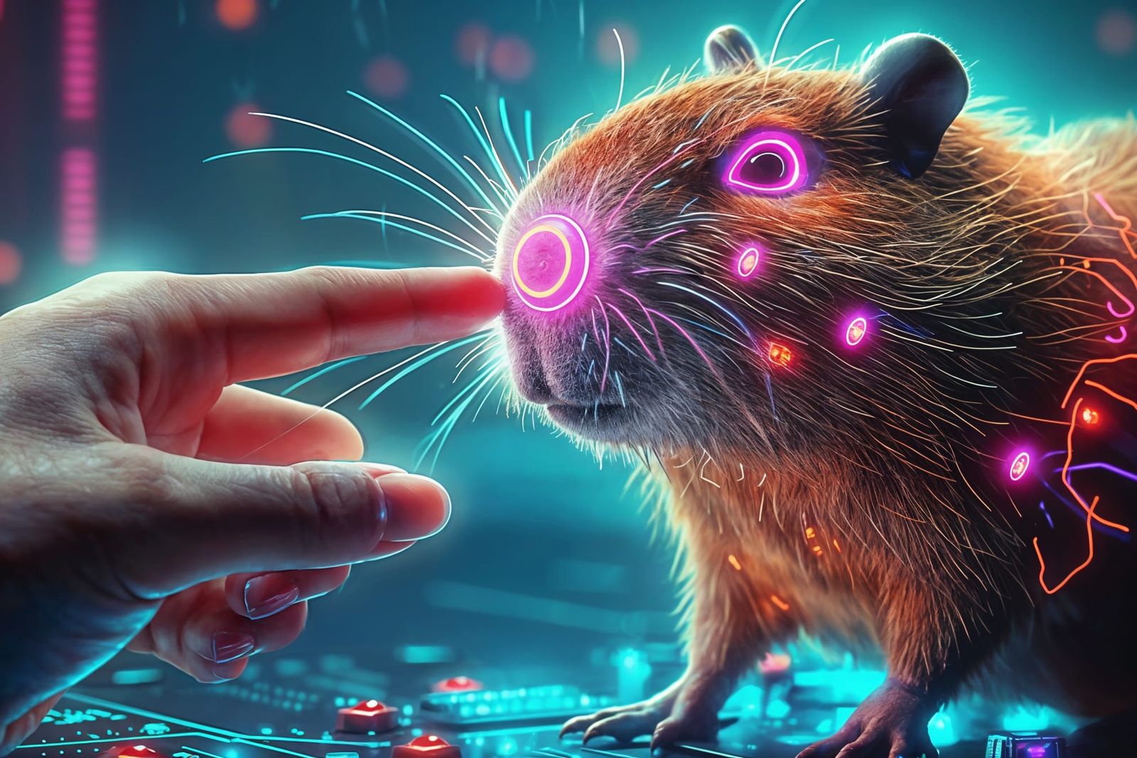 Pressing Cyber Cappy's Nose Button