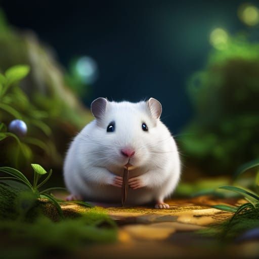 Cute Grey Hamster at Night