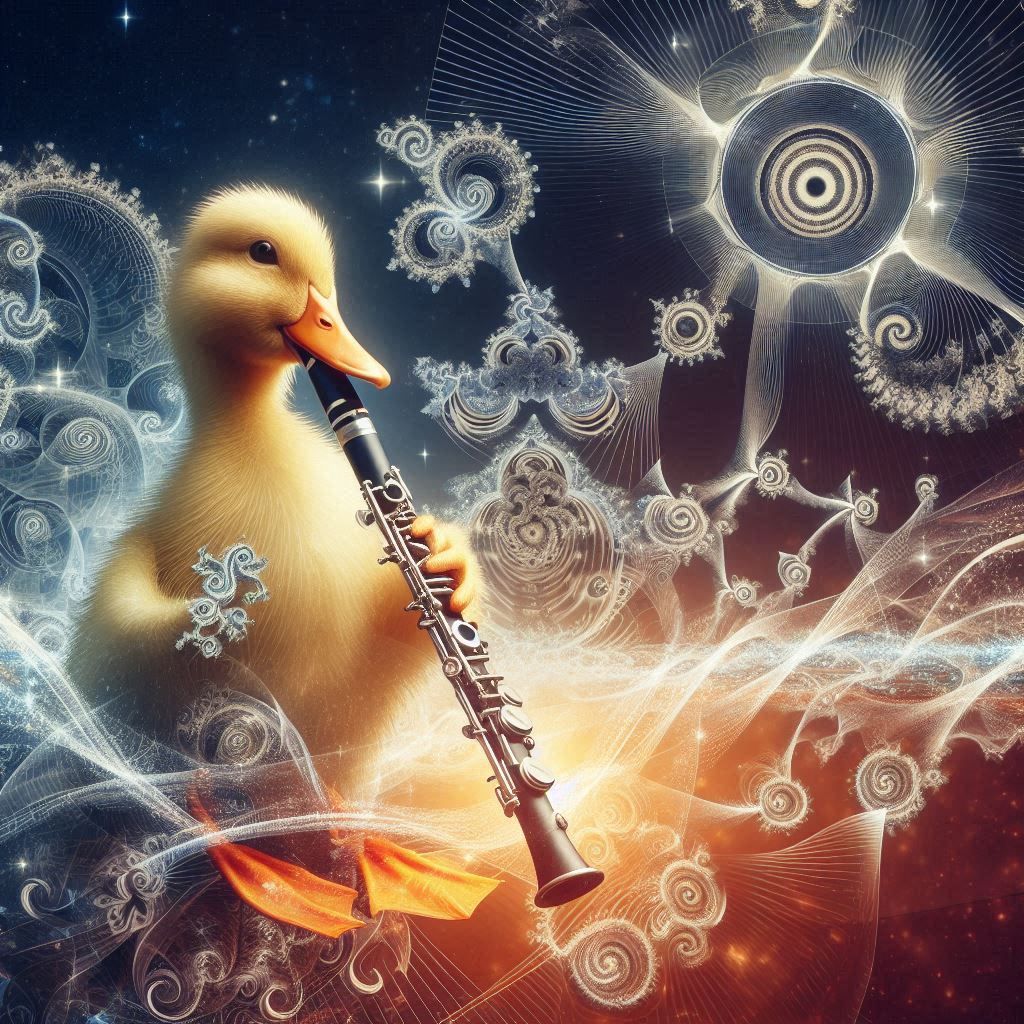 Duck playing clarinet