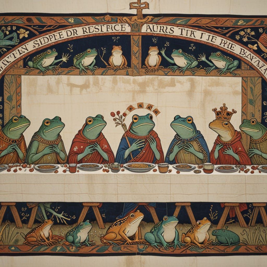 Frogs Last Supper Bayeux Tapestry  by @Bylejak