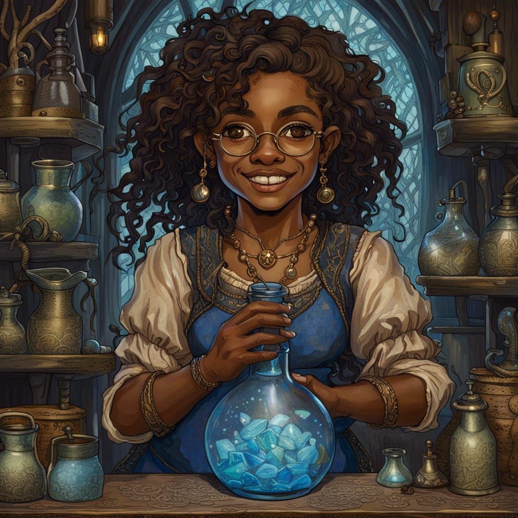 Halfling Alchemist, female - AI Generated Artwork - NightCafe Creator