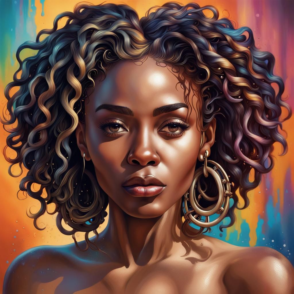 gorgeous black woman with locks, elegant, detailed, portrait - AI ...