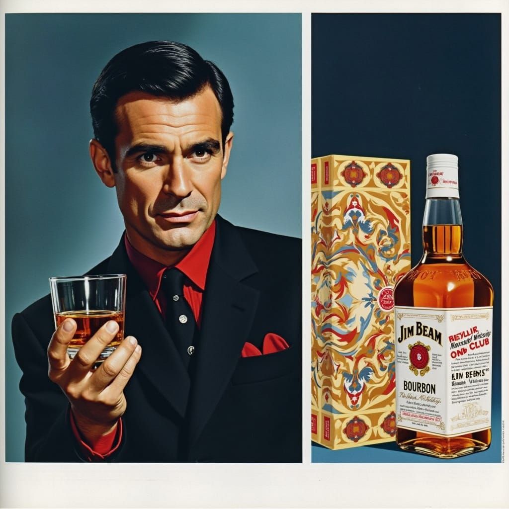 Sean Connery and a bottle of Jim Beam bourbon whiskey....