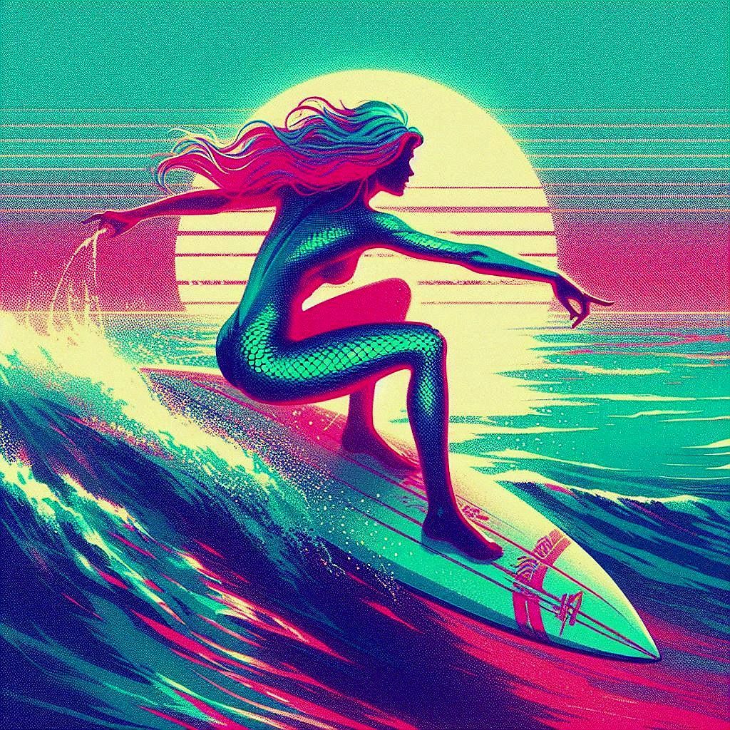 Graphic surfer print