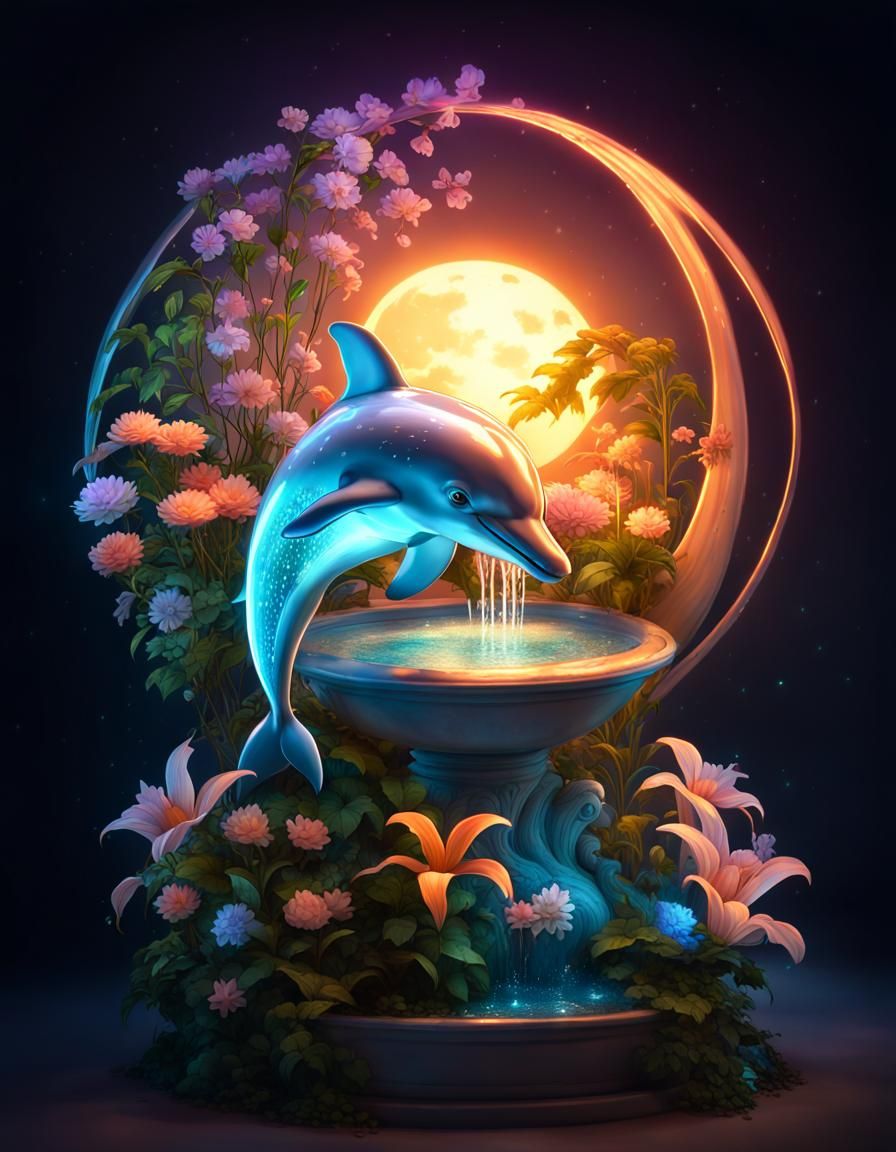 Beautiful Dolphin Fountain! - AI Generated Artwork - NightCafe Creator