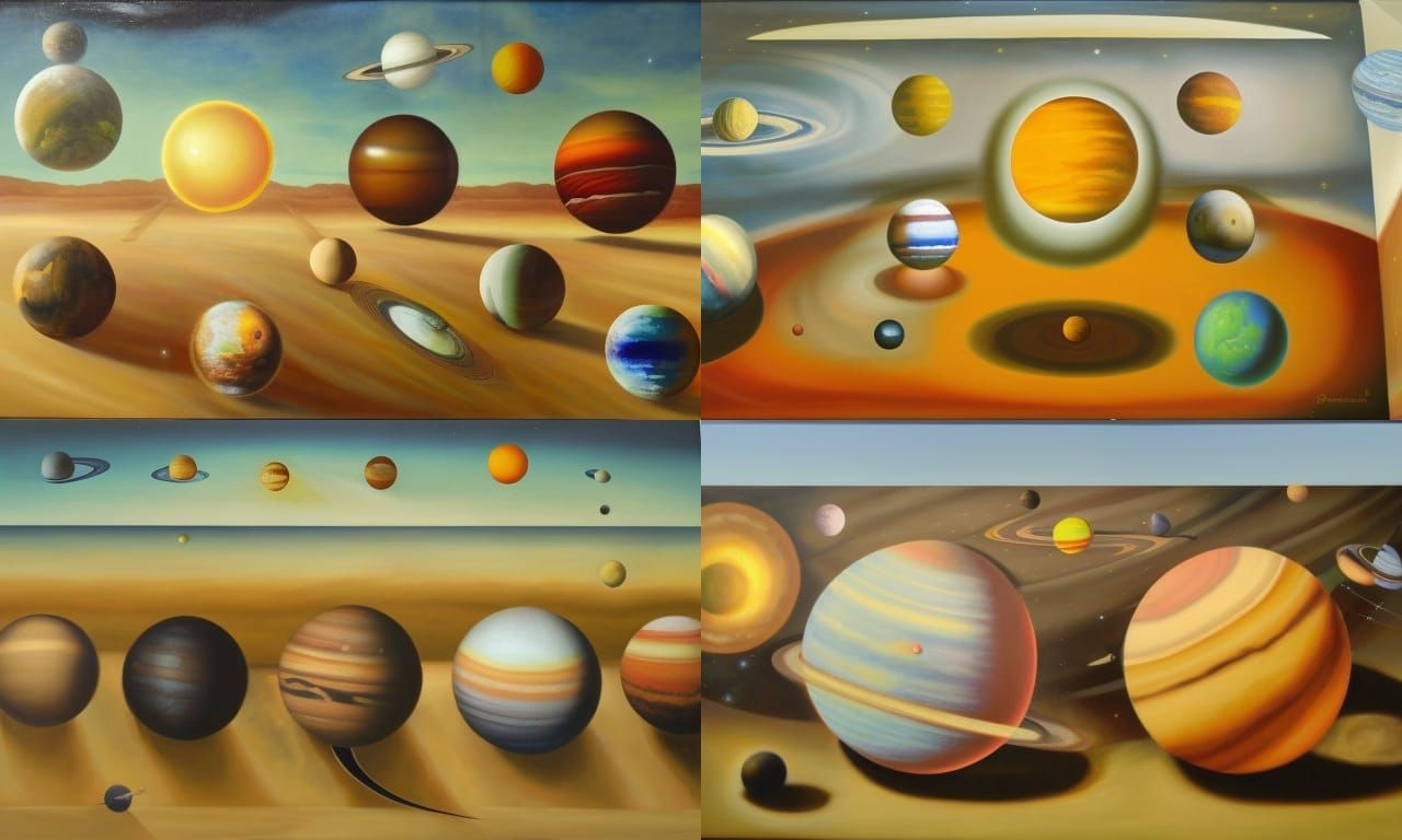 still life of solar system planets
