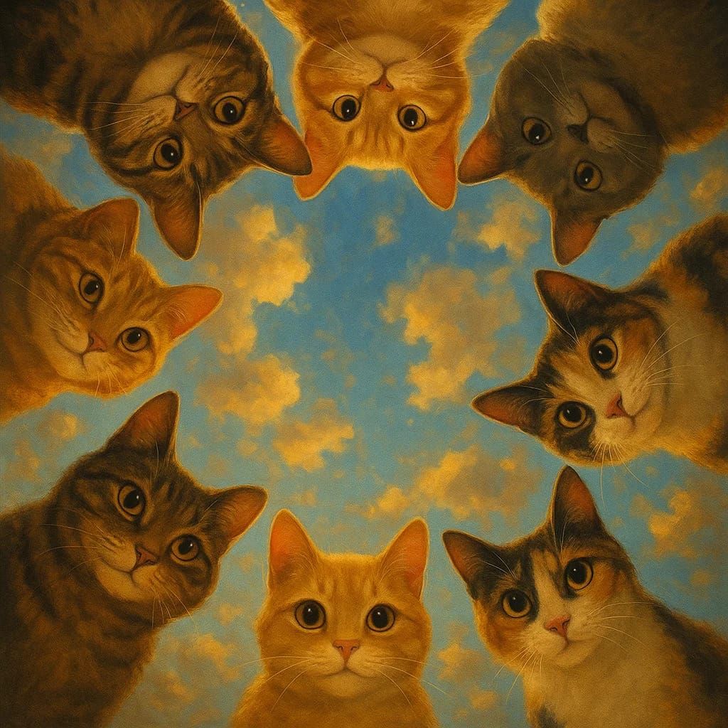 חתולים מסתכלים למטה