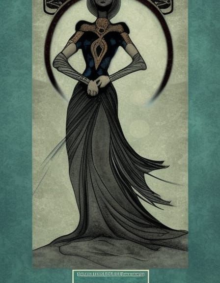 tarot "The Empress", geometric Art Deco enigmatic figure in ...