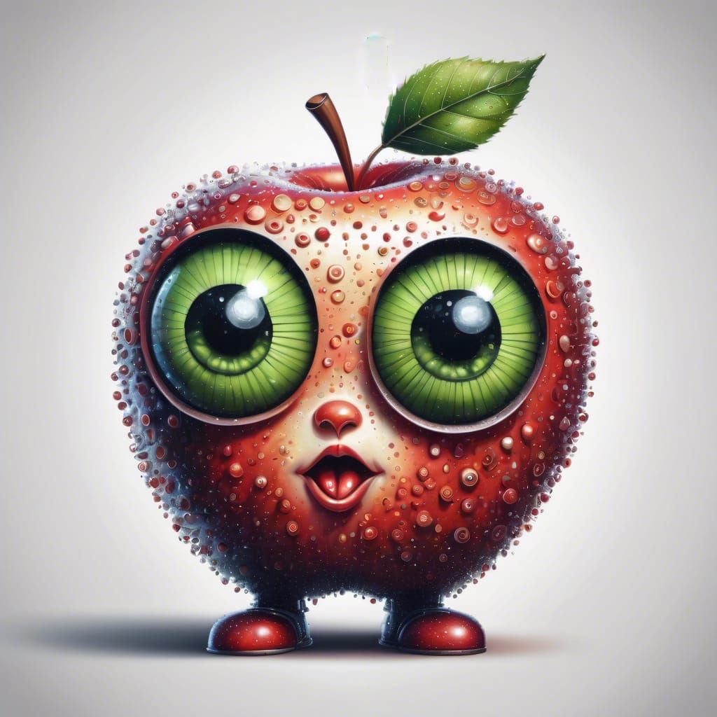 Red Apple with robot parts