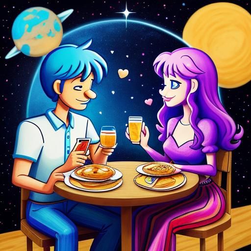 hand drawing cartoon style 2d stick figure of a loving coupl...