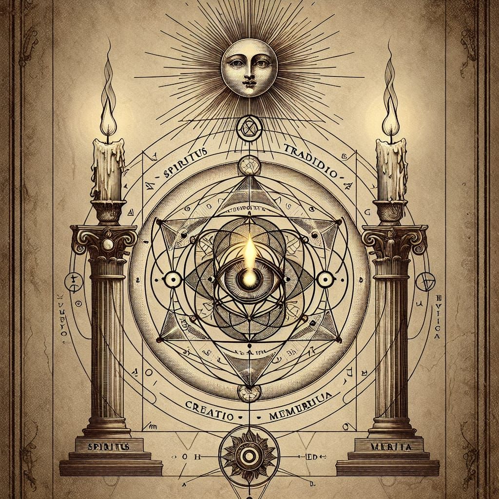 Prompt — Hieroglyph of Continuity (Freemason × Hermetic Tracing Board)

> Vertical 3:4 composition, HD 1500×2000 px.
Engraved line-art on ag...
