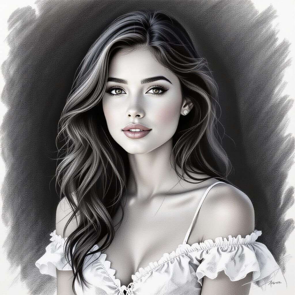 Arise My Darling Beautiful One Charcoal Drawing