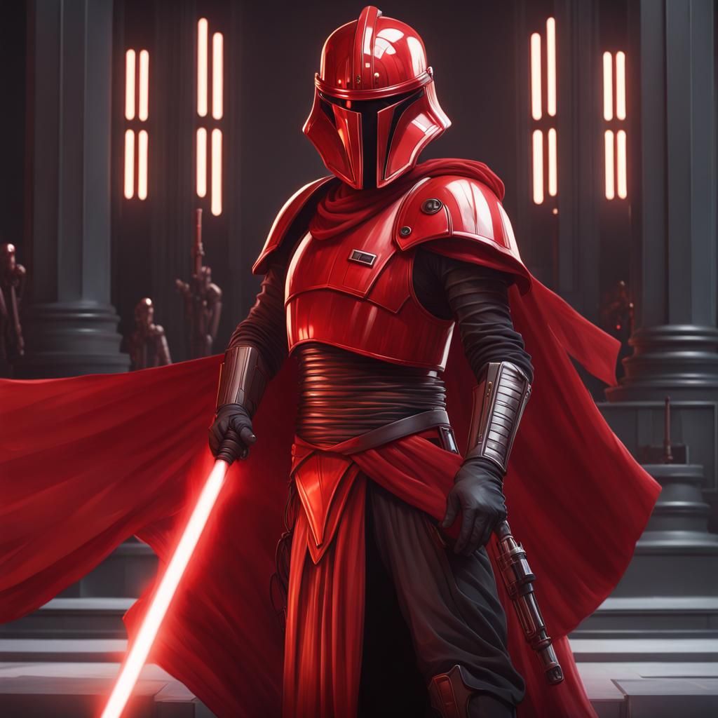 Star Wars Praetorian Guard In Black Armor With Electrostaff - Ai 