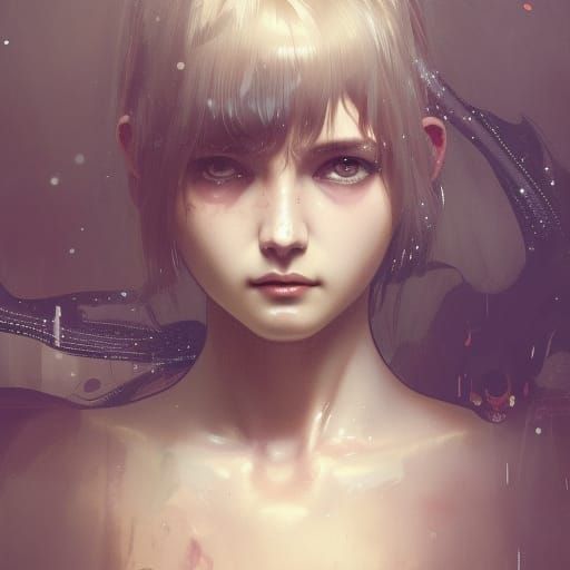 Pris of Blade Runner in grade school as a young chibi, replicant, girl