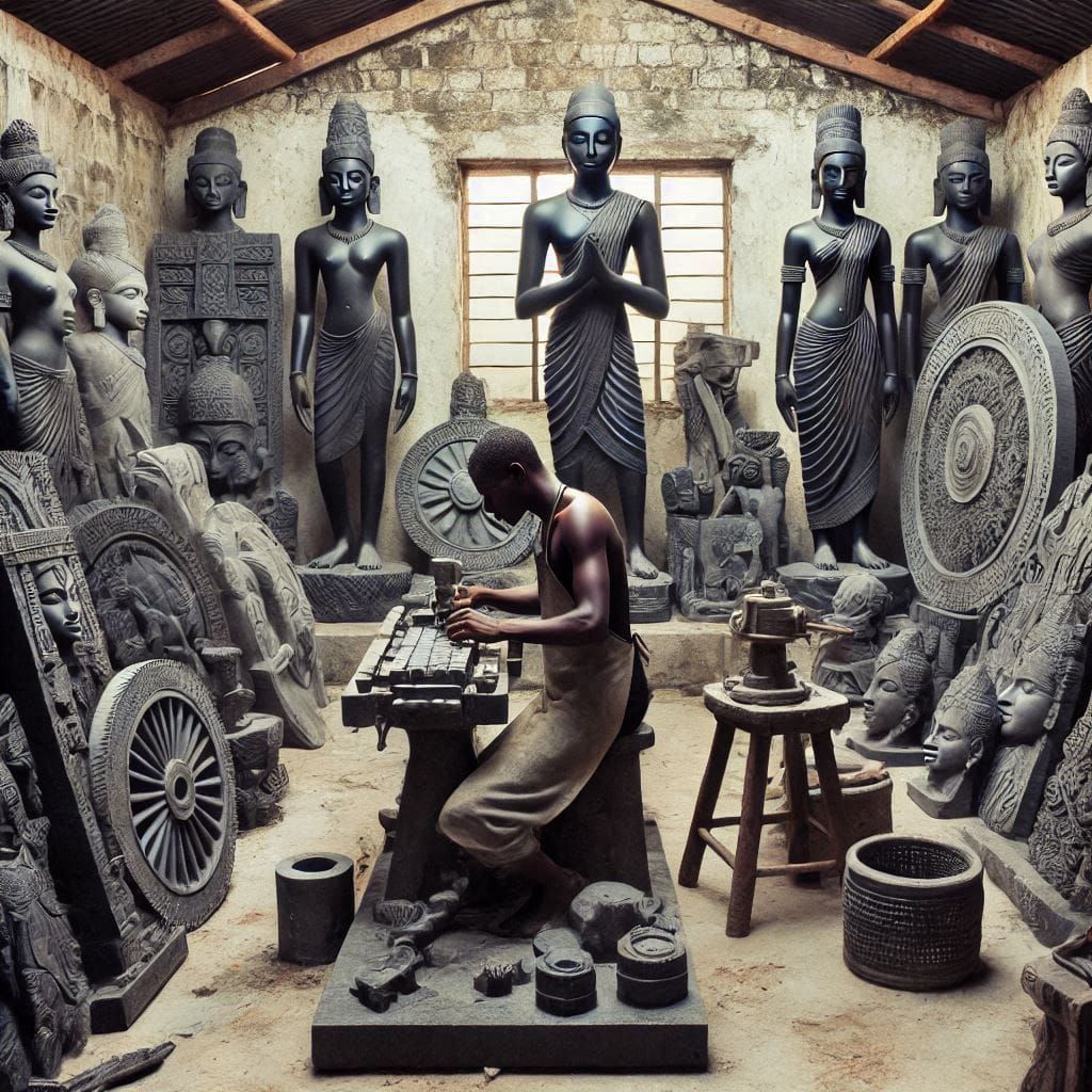 A sculptor's workshop