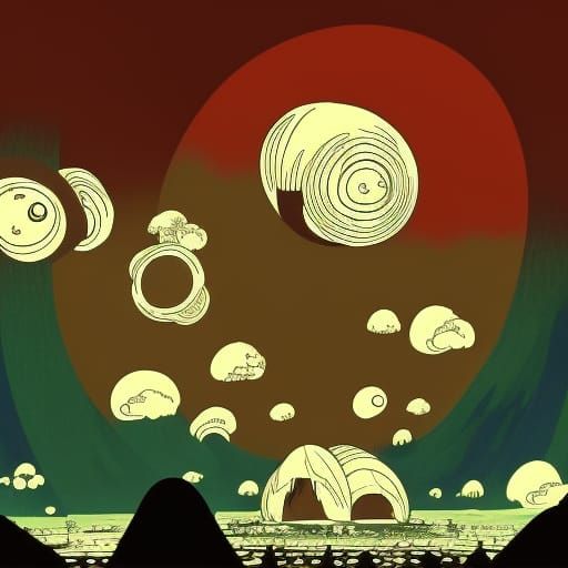 mushroom apocalypse psychedelic  drawing hippie 70s cannabis