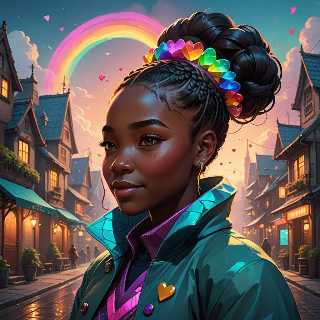 Whimsical Fantasy Portrait of a Happy Little Girl