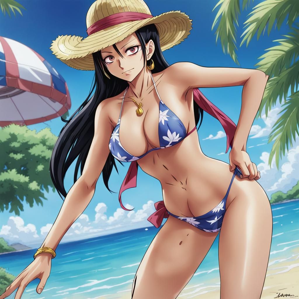 boa Hancock from one piece in a bikini using her skills AI