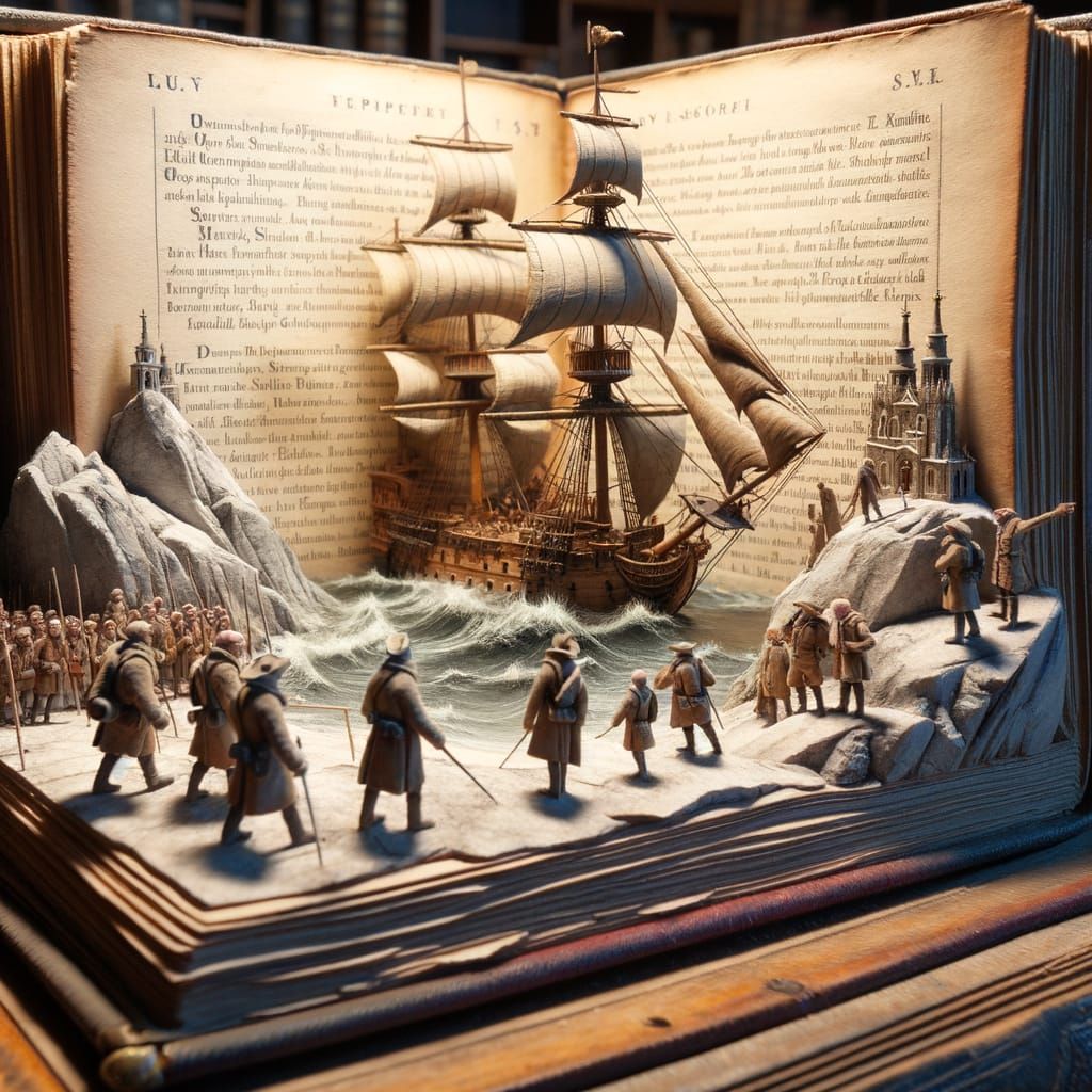 South Pole expedition 18th century, diorama