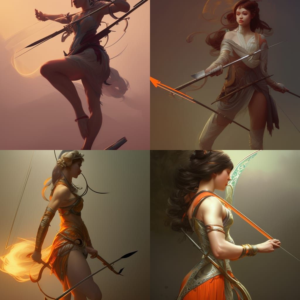 girl with silver bow and arrow