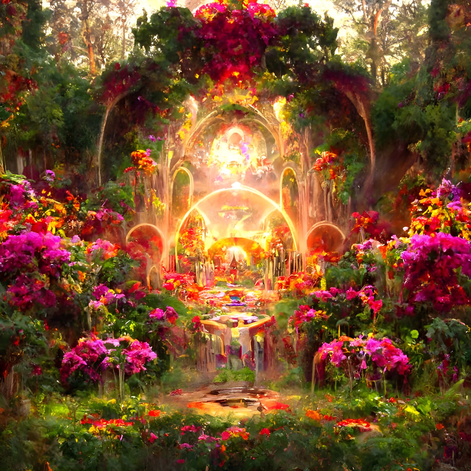 Cosmic Bohemian Garden in Dreamlike Illustration