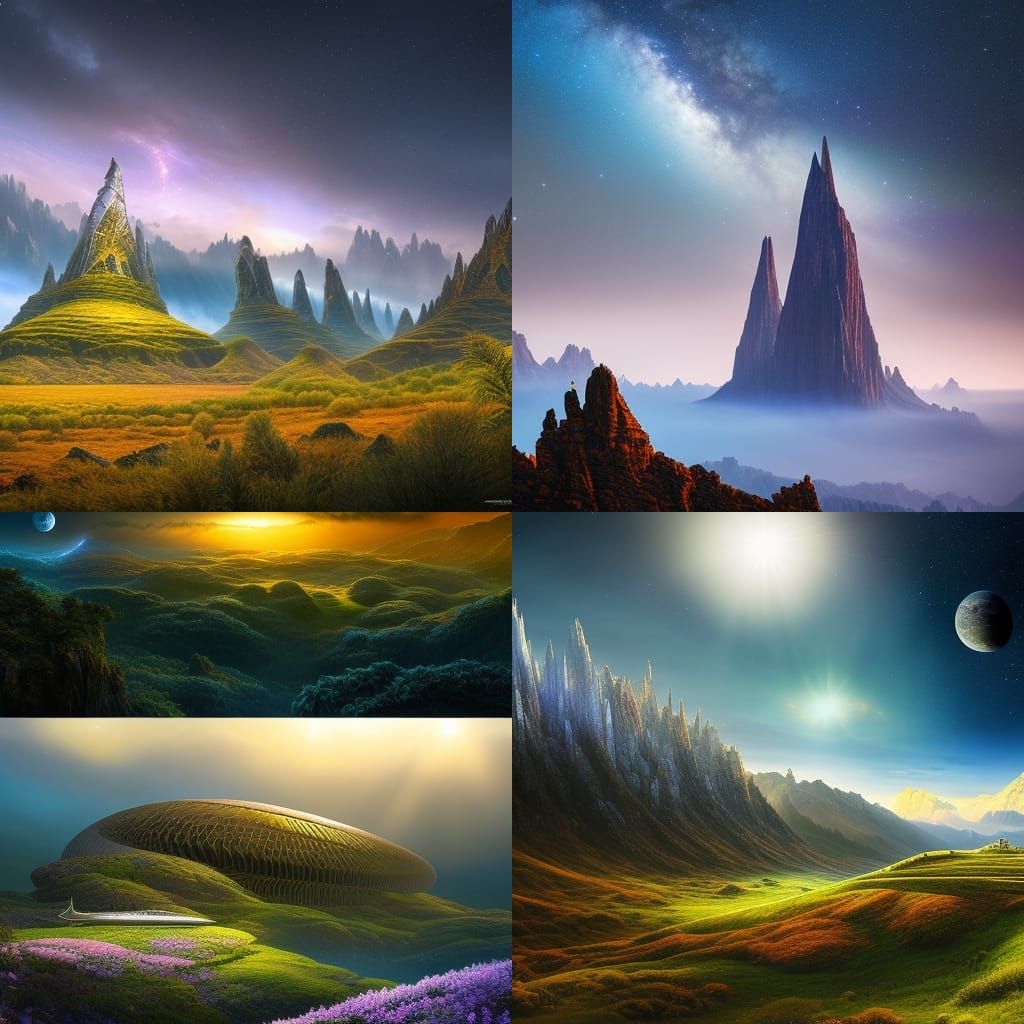 Alien spaceships, beautiful fantasy landscape, realistic and natural ...